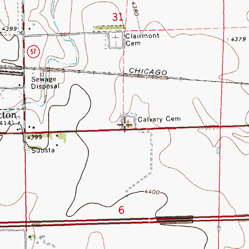 Topographic Map of Calvary Cemetery, CO