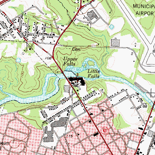 Topographic Map of Rocky Mount Mills, NC