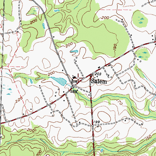 Topographic Map of Salem School (historical), NC