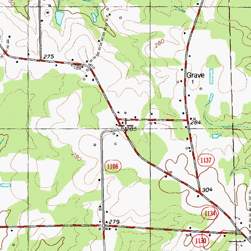 Topographic Map of Stricklands Store (historical), NC