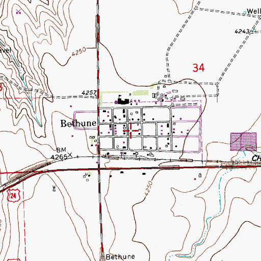 Topographic Map of Bethune, CO