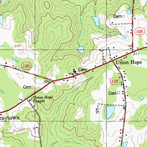 Topographic Map of Union Hope School (historical), NC