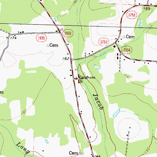 Topographic Map of Vaughans School (historical), NC