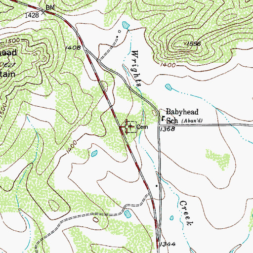 Topographic Map of Baby Head Cemetery, TX