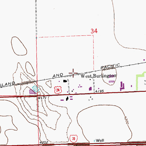 Topographic Map of West Burlington, CO