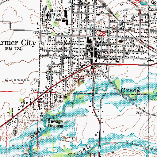 Topographic Map of Farmer City Cemetery, IL