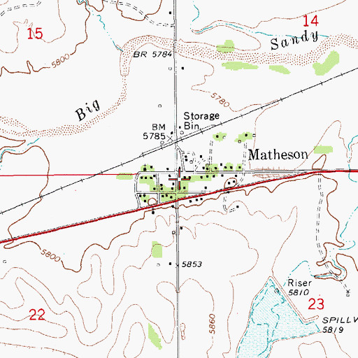 Topographic Map of Matheson, CO
