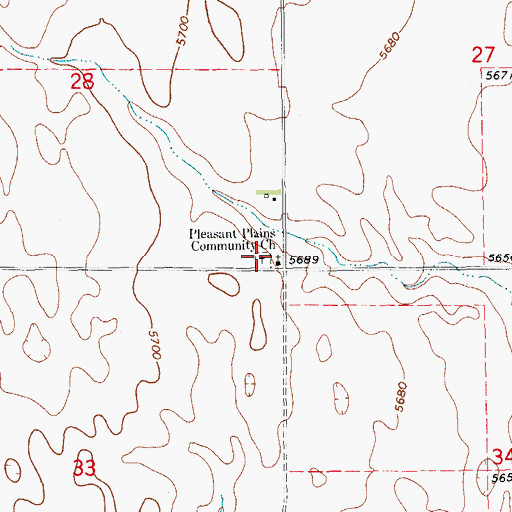 Topographic Map of Pleasant Plains Community Church, CO