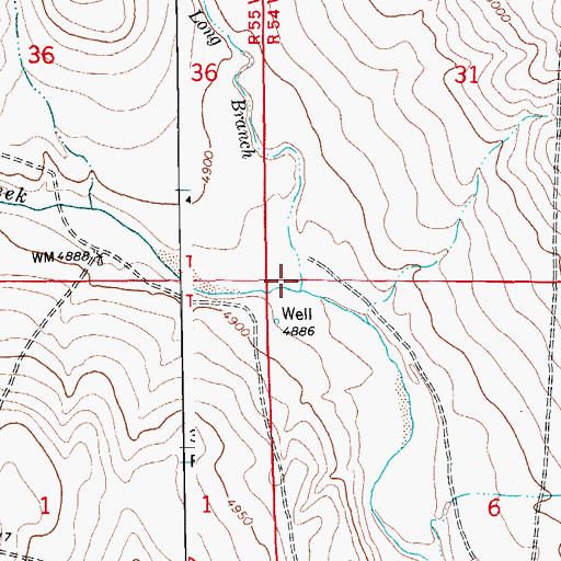 Topographic Map of Long Branch, CO