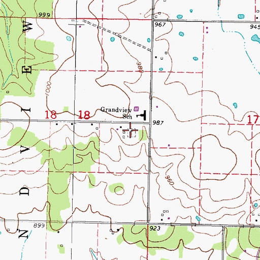 Topographic Map of Grandview Cemetery, OK