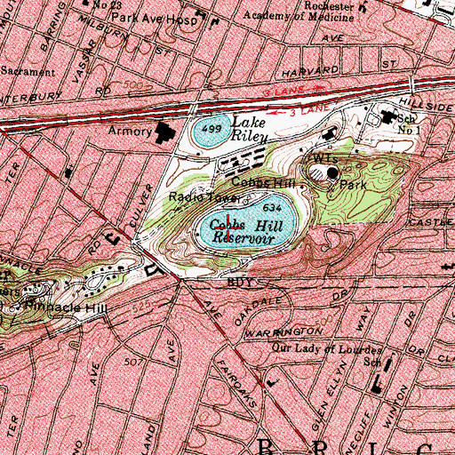 Topographic Map of Cobbs Hill, NY