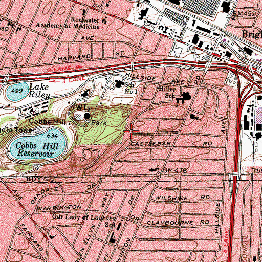Topographic Map of Cobbs Hill, NY