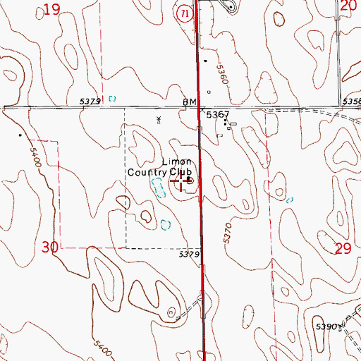 Topographic Map of Limon Country Club, CO
