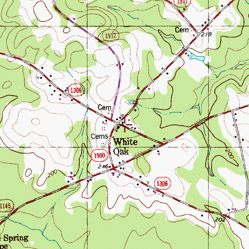 Topographic Map of White Oak School (historical), NC