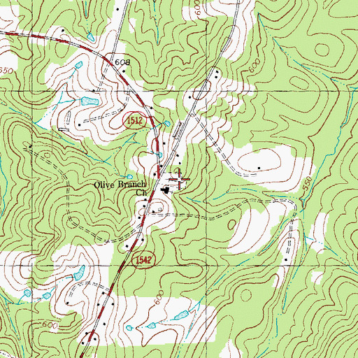 Topographic Map of Olive Branch Cemetery, NC