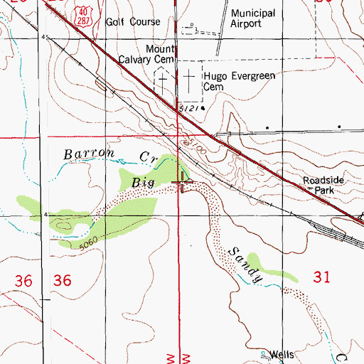 Topographic Map of Barron Creek, CO