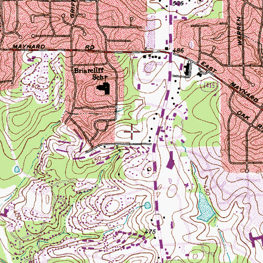 Topographic Map of Cary Post Office, NC