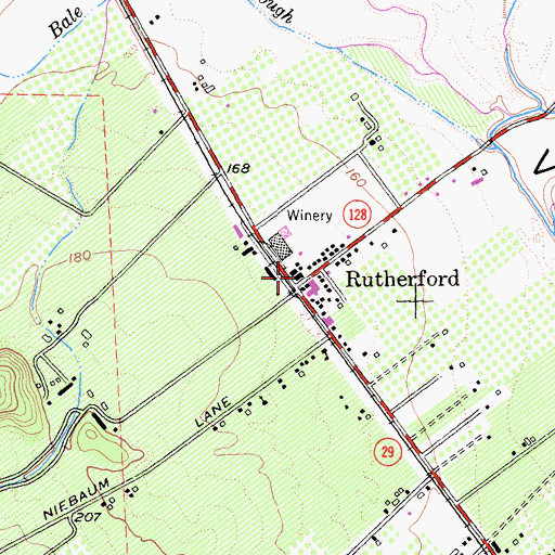Topographic Map of Rutherford Post Office, CA