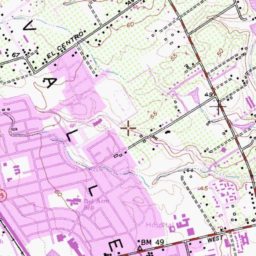 Topographic Map of Garfield Little League Park, CA