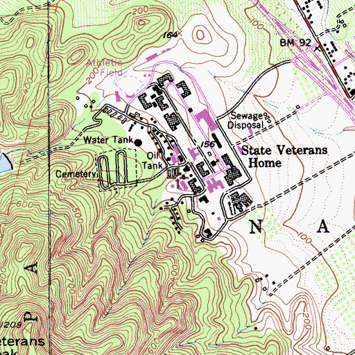 Topographic Map of Veterans Home Post Office, CA