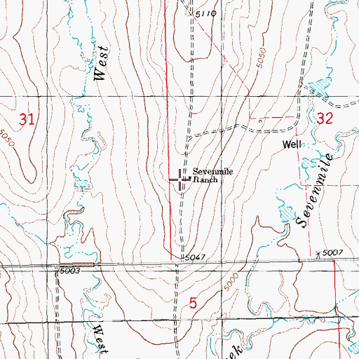 Topographic Map of Sevenmile Ranch, CO