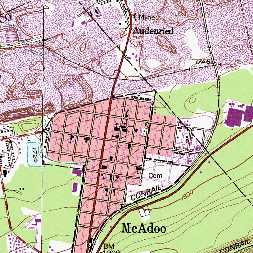 Topographic Map of Saint Patricks Catholic Church, PA