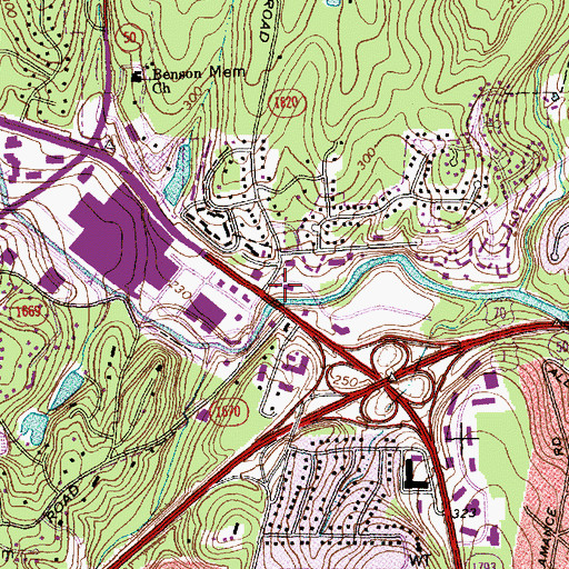 Topographic Map of Edwards Mill (historical), NC