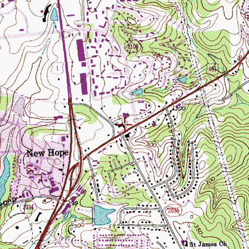 Topographic Map of New Hope Church, NC