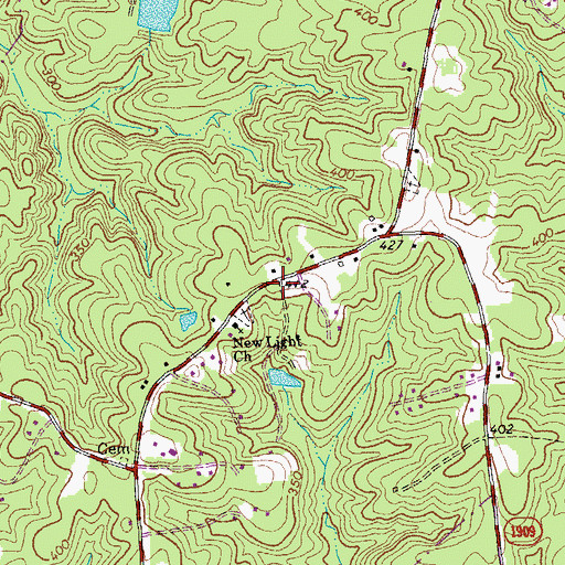 Topographic Map of New Light School (historical), NC