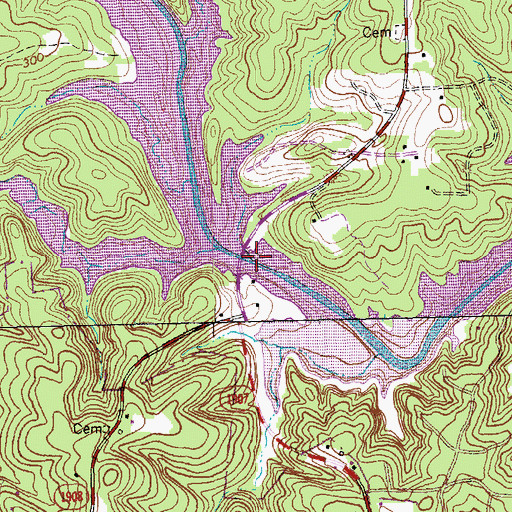 Topographic Map of Newlight Bridge, NC