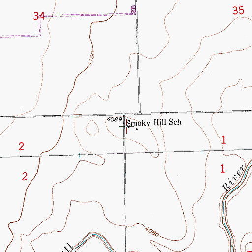 Topographic Map of Smoky Hill School, CO