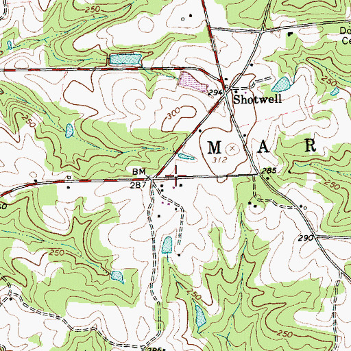 Topographic Map of Oak Grove Church (historical), NC