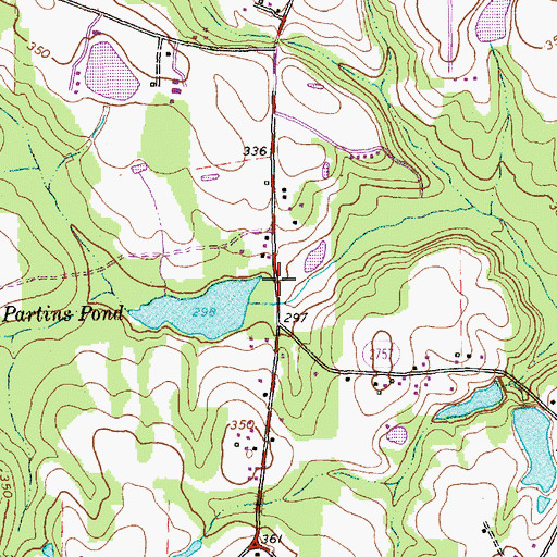 Topographic Map of Partins Mill (historical), NC