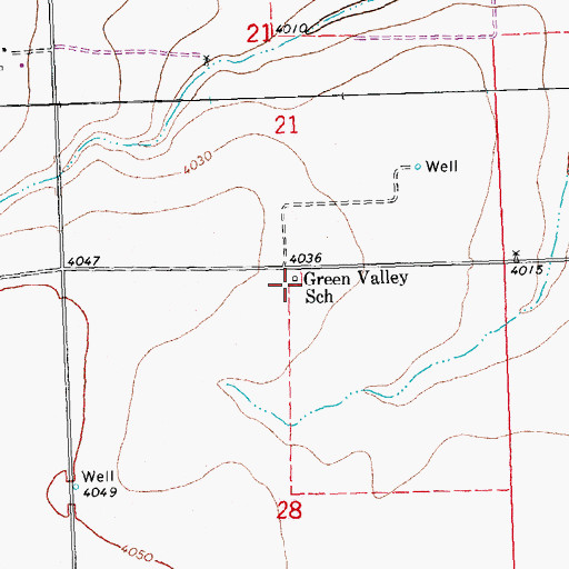 Topographic Map of Green Valley School, CO