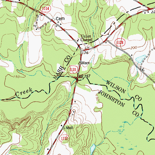 Topographic Map of Evans Bridge, NC