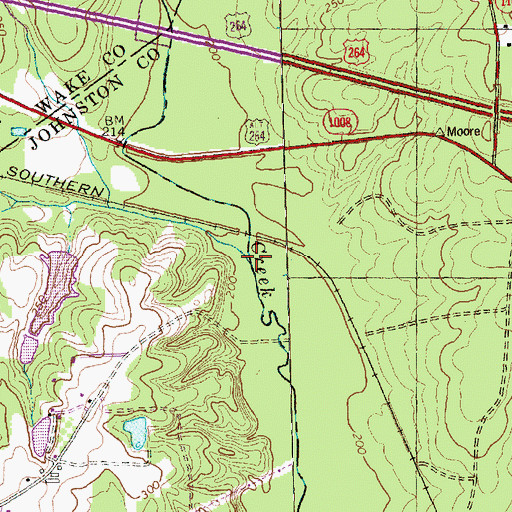 Topographic Map of Little Creek, NC