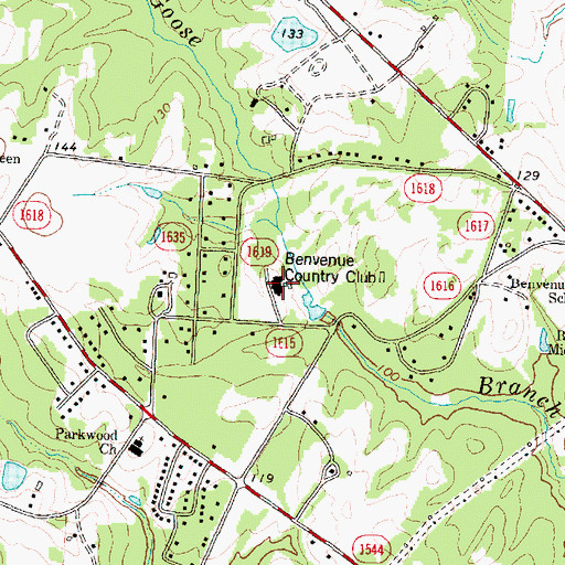 Topographic Map of Benvenue Country Club, NC