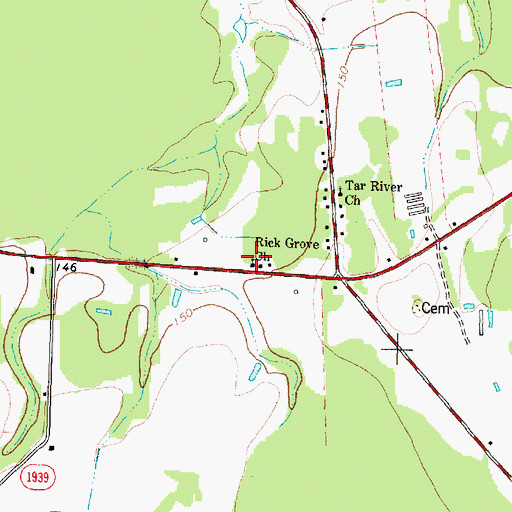 Topographic Map of Rick Grove Church, NC