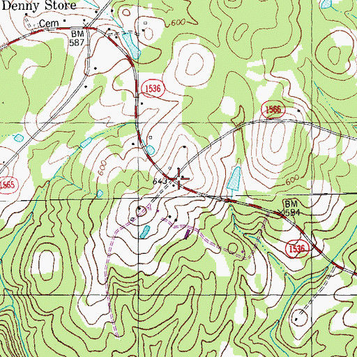 Topographic Map of Catilina, NC