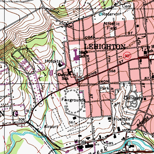 Topographic Map of David Elementary School, PA