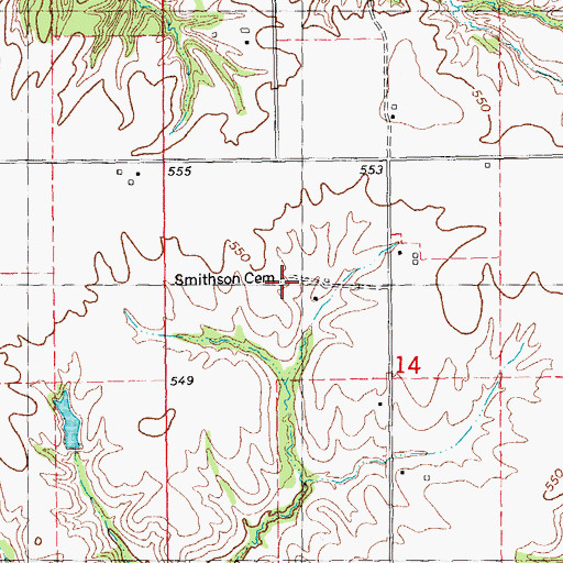 Topographic Map of Smithson Cemetery, IL