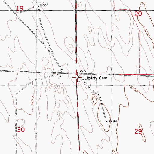 Topographic Map of Liberty Cemetery, CO