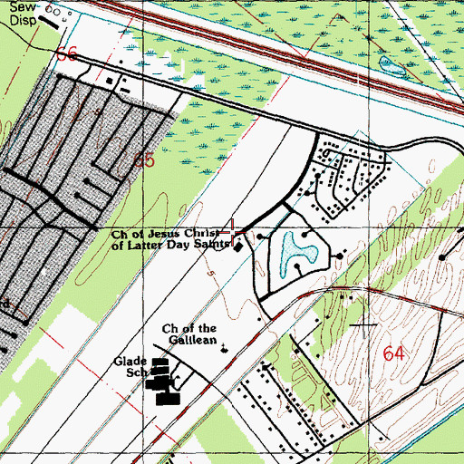 Topographic Map of The Church of Jesus Christ of Latter Day Saints, LA