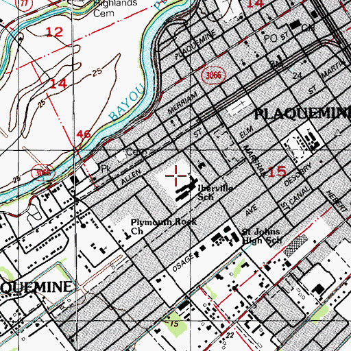 Topographic Map of Iberville Elementary School, LA