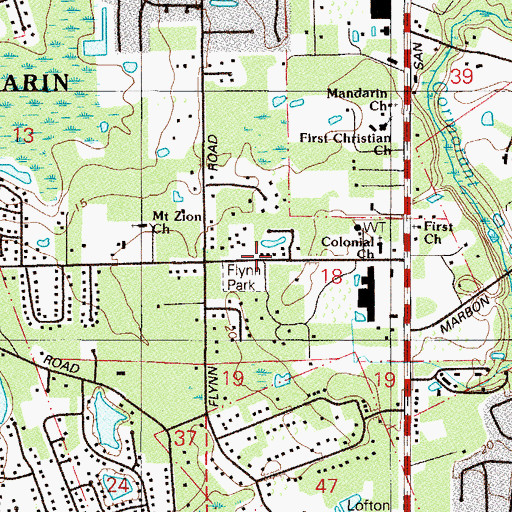 Topographic Map of Flynn Park, FL