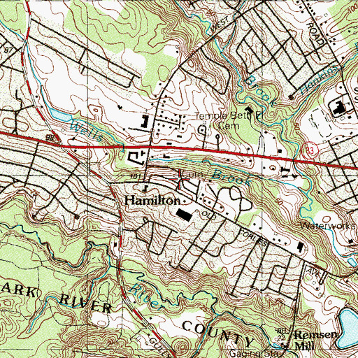 Topographic Map of Hamilton Cemetery, NJ