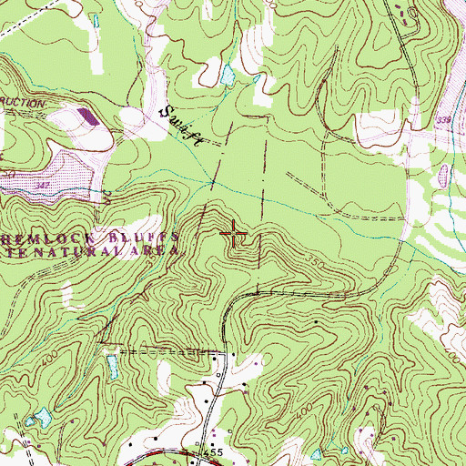 Topographic Map of Hemlock Bluffs State Natural Area, NC