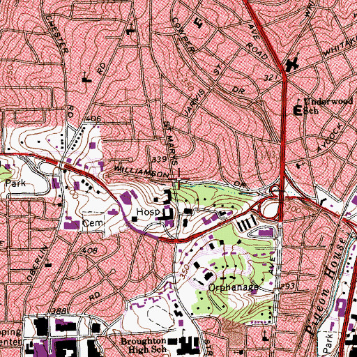 Topographic Map of Oberlin, NC