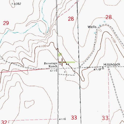 Topographic Map of Beverage Ranch, CO