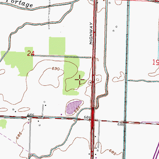 Topographic Map of Arlington Woods, OH
